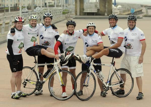 Chris Brown, Warren Jones, Mark Broadbent, Andy Charles, Nick Perks, John Charles and Mark Walsh are cycling from Paris to Pisa to raise money for Brian House.