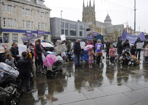 Protesters outside the Town Hall last week campaigning against plans to close council-run nurseries