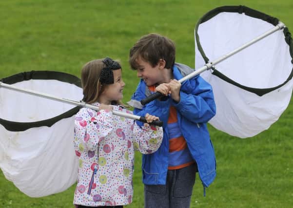 Bug Hunt in Hawthorne Park, Thornton.  Pictured are Zac Dawe, 7 and Claudia Greenwood, 6.