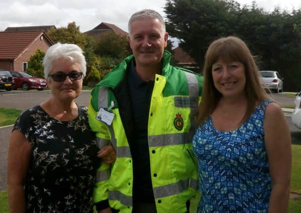 Lynn Hampson, Peter Blundell, Jill Maddison. Peter helped to save Jill's life . Peter  completed his CFR training with NWAS Over Wyre Team