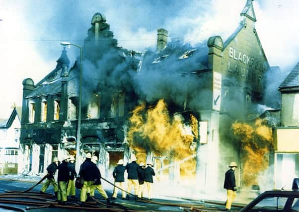 A photograph taken during the tragic fire in 1990 at Talbot Road.