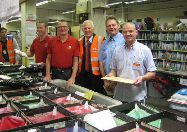 Blackpool South MP Gordon Marsden (centre) on a previous  visit to the Abingdon Street sorting office