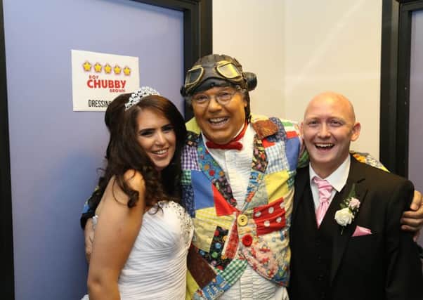 Chubby Brown with Lisa and Andy Colbeck