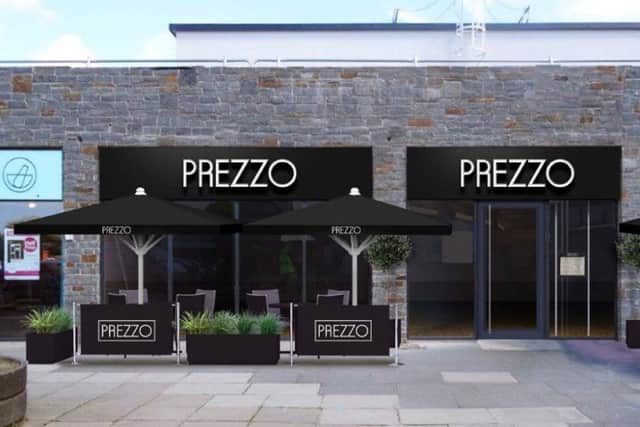 An artists impression of how the new Prezzo restaurant will look when it opens and Coun David Henderson (inset)