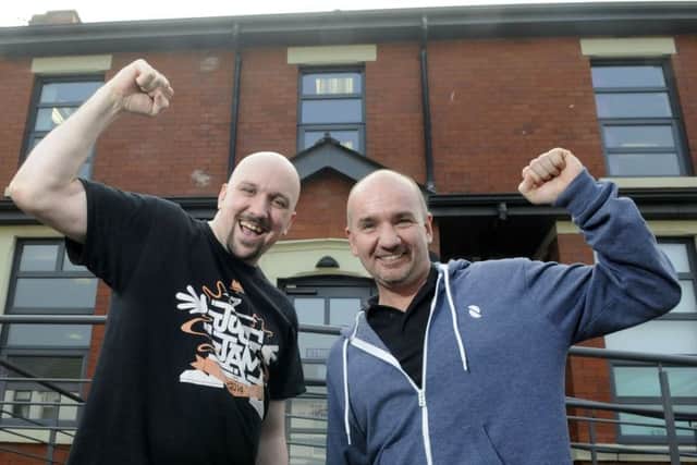 Streetlife youth worker Lee Abbott and shelter team leader Pete Tomkinson appealing for donations