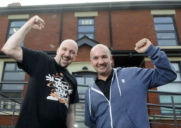 Streetlife youth worker Lee Abbott and shelter team leader Pete Tomkinson appealing for donations