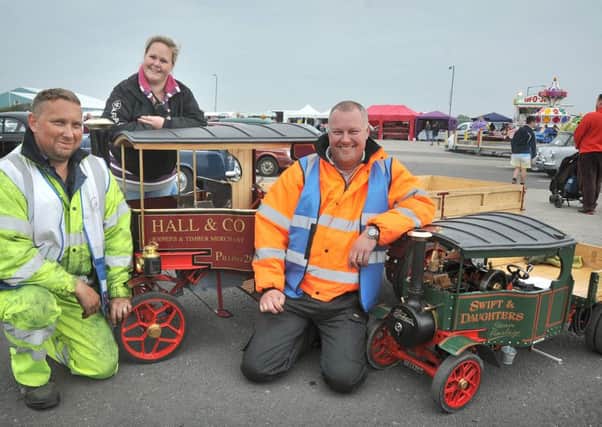 Blackpol Steam and Vintage Rally, held on South Car Park. Event organisers Dave and Louise Hall (left) join Simon Swift to display their own entries in the miniature section.