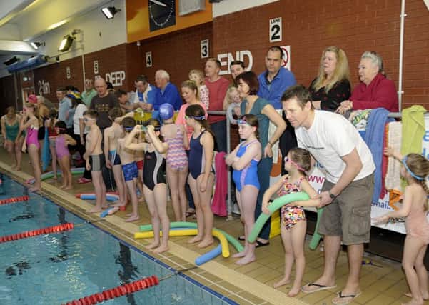 Lining up for the start of the LSA Lions Swimarathon at St Annes YMCA Pool