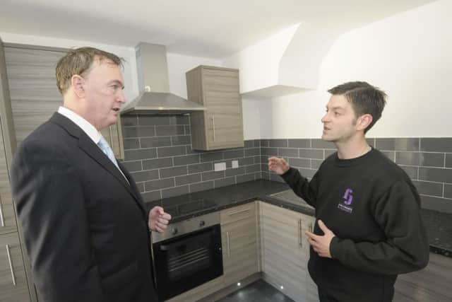 Lancashires Police and Crime Commissioner gets a tour of the finished flats in Springfield Road, North Shore