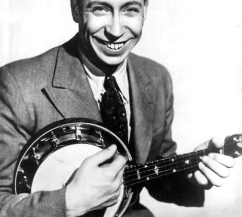 Always a popular star in Blackpool George Formby lived in the Fylde. He spent much of the war entertaining troops on the battlefield and made comedy films including locations in Fleetwood. HISTORICAL - 1940s - UKELELE - BANJO