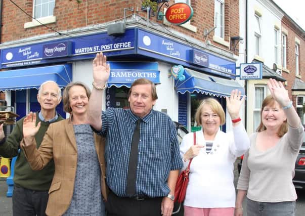 The last day for Bamforth Stores on Warton Street, Lytham.  From left Ken and Edwina Fitzmaurice,  shop owner Mark Bamforth, Ann Smith and Susan Cottam