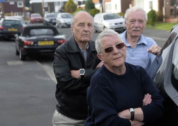 John Windett, Hilary Abbott and Trevor Slattery are among residents fed up of parked cars causing congestion in Moorfield Drive, Lytham