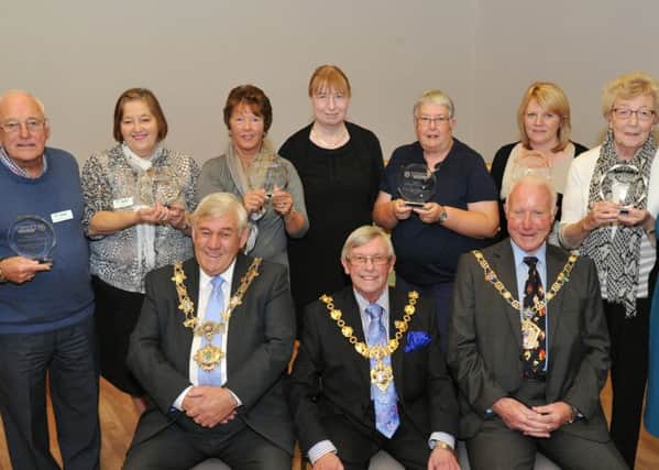 Picture by Julian Brown 14/10/15

Local mayors, Cllr Peter Hardy (Fylde), Cllr. Peter Callow (Blackpool) and Cllr. Tom Balmain (Wyre) join reps from each of the groups and hospice officials in celebrating raising £1m.

Trinity Friends celebrate raising £1m at Trinity Hospice, Bispham, Blackpool