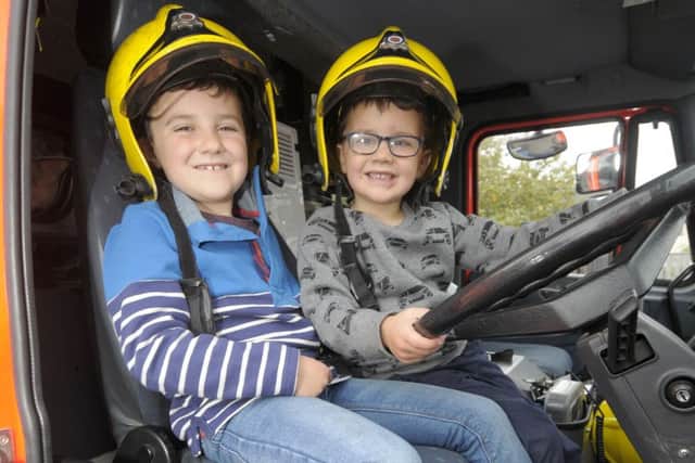 Open day at St Annes Fire Station.  Brother Jack Heywood, 8 and Archie Heywood, 4.
