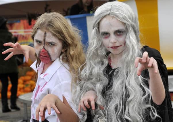 Niamh Naylor, nine and Isabella Naylor, 11 at the Guys Halloween event in Bilsborrow
