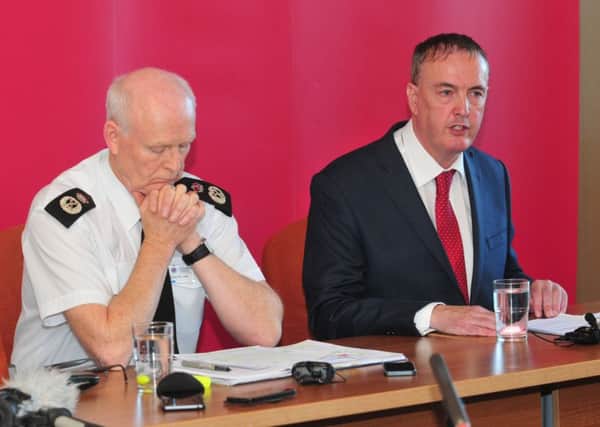 Police and Crime Commissioner Clive Grunshaw (right) with Chief Constable Steve Finnigan