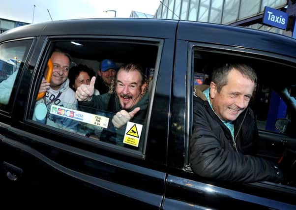 A national survey has found that Blackpool taxi drivers are the best in the country.
All aboard- some of Blackpool's finest pose with Secretary of Blackpool Licensed Taxi Operators Association Bill Lewtas (right).  PIC BY ROB LOCK
19-11-2015