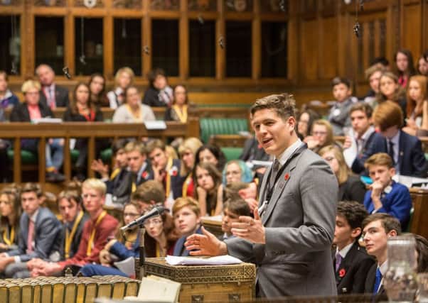 Hal Meakin representing the North West at the UK Youth Parliament