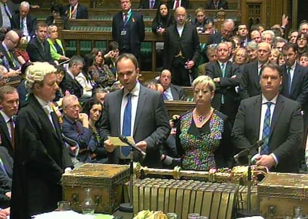 The vote is read out on extending the bombing campaign against Islamic State to Syria are passed over in the House of Commons as MPs backed David Cameron's plans 397 to 223, majority 174, in an historic Commons vote