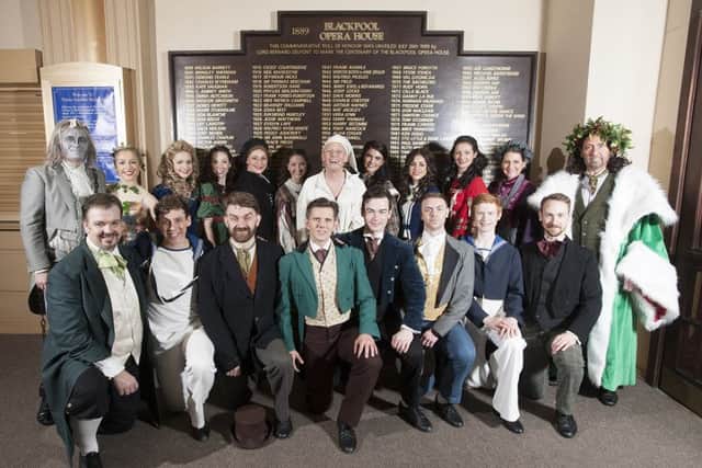 The cast of A Christmas Carol at the Roll Of Honour in the Winter Gardens.