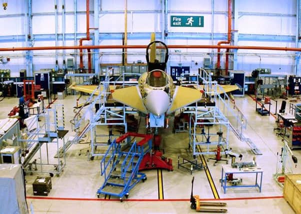 The Typhoon assembly plant at Warton, where BAE Systems puts together aircraft