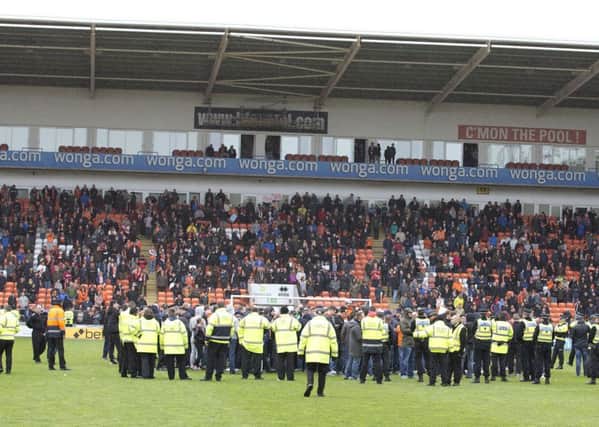 The Bloomfield Road pitch invasion at the end of last season