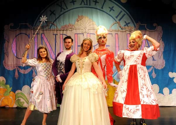 Members of the cast of the Cinderella panto at Lowther Pavilion. From left: Annabelle Davis as Fairy Superior, Jack Wealthall as Dandini, Emma Wilson as Cinderella and James Austin-Harvey and Oliver Graham as Ugly Sisters Munta and Minga