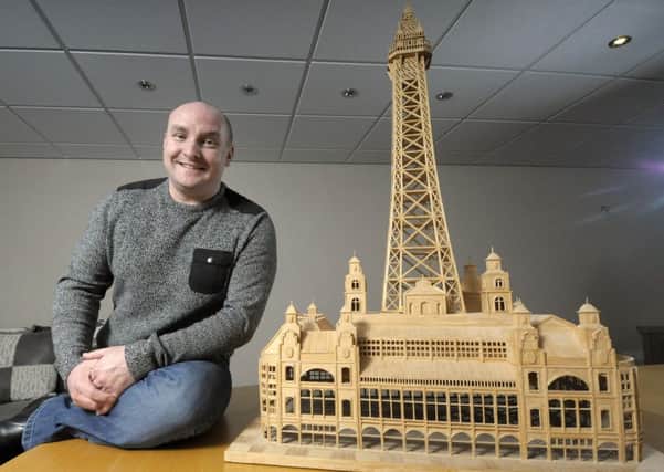 Paul Jelley from Playtime UK Ltd with his matchstick Blackpool Tower