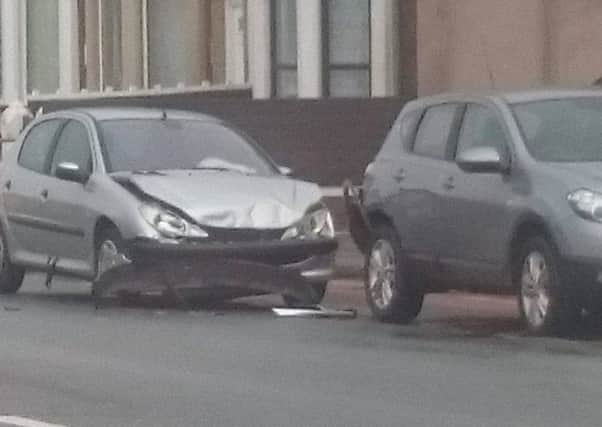 Nobody was hurt in the three-car crash, in Bispham Road, at around 2.20pm today. Pic: Sean Connor