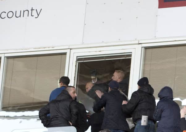 Some fans attempted to get into the directors' box during a protest at Bloomfield Road