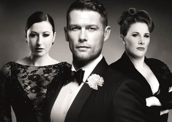 Hayley Tamaddon, John Partridge and Sam Bailey as Roxie Hart, Billy Flynn and Mama Morton in Chicago