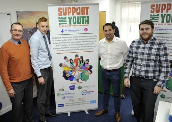 from left, Jonathan Stamp, Larry Cutress, Sam Smith and Bradley Jones from Support the Youth in Blackpool