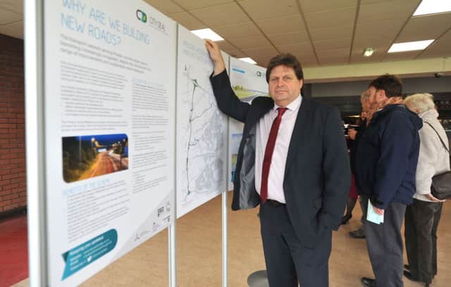 Phil Wilson at the public event to showcase plans for Preston Western Distributor and east west link roads held at Preston Grasshoppers