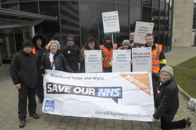 Doctors strike outside Blackpool Victoria Hospital