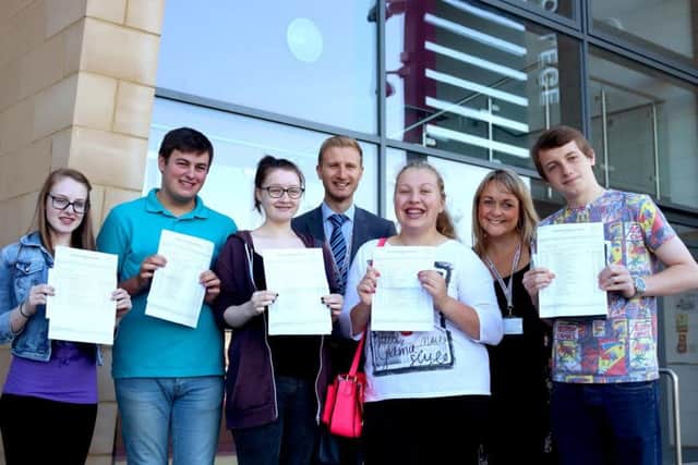 Students celebrating exam success at Blackpool Sixth