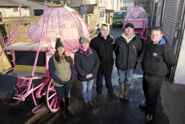 Landau drivers respond to a council review of their operation on the Promenade.  Pictured L-R are Ella Sinderson, Carolynne Edwards, Colin Sinderson, Kevin Coates and Timmy Leech.