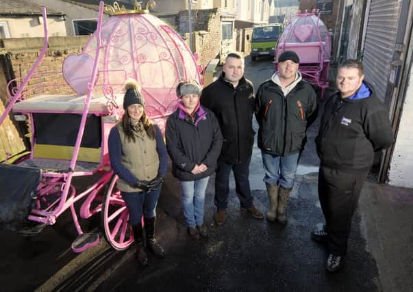 Landau drivers respond to a council review of their operation on the Promenade.  Pictured L-R are Ella Sinderson, Carolynne Edwards, Colin Sinderson, Kevin Coates and Timmy Leech.