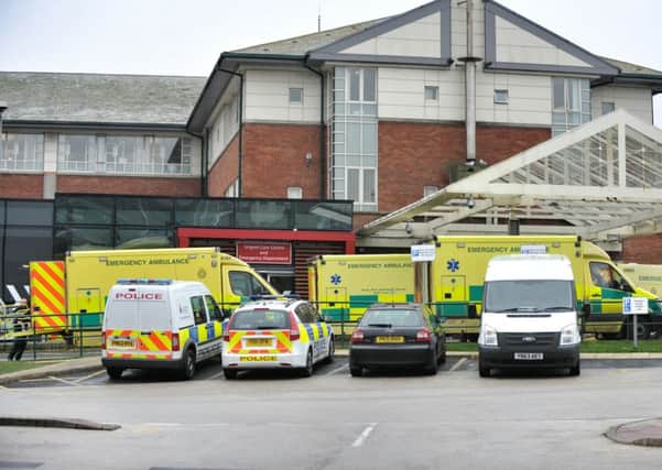Picture by Julian Brown 21/01/16

GV view of ambulances at the A & E Dept at Blackpool Victoria Hospital

NB Picture taken from the pavement