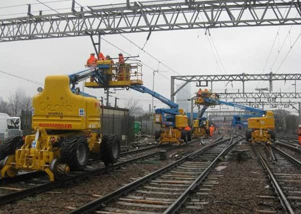 Rail electrification work by Network Rail
