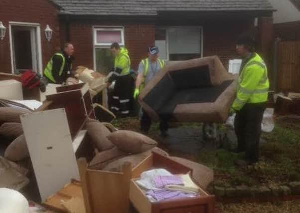 Wyre council workers clear up debris after December's storms