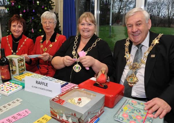 Fylde mayor Coun Peter Hardy at a previous fund-raisiing event held at Fylde Scout HQ with (from left) deputy mayoress Jen Robinson, mayoress Sheila Hardy, Deputy Mayor Coun Heather Speak and Mayor of Fylde Peter Hardy