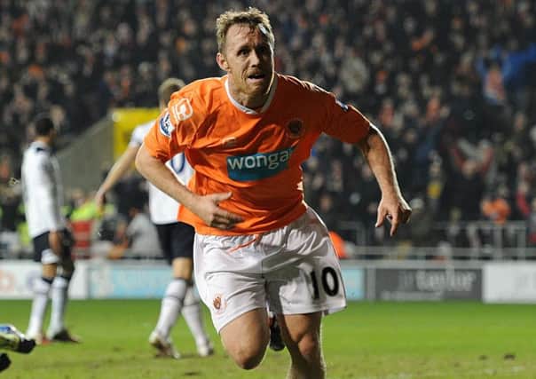 Brett Ormerod scoring a goal in the Premier League for Blackpool