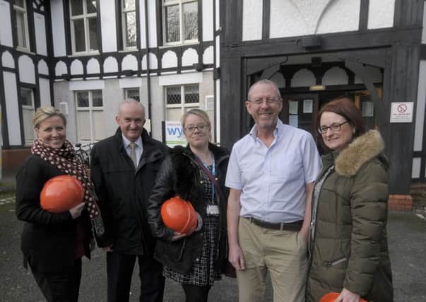 A new GP surgery in being built at the Wyre Civic Centre in Poulton.  L-R are Michaela Toms from Extensive Care, head of estates Phil Hargreaves, Jessica Pilling from Extensive Care, Dr Ian Kirkham and practice manager Nathalie Lewin.