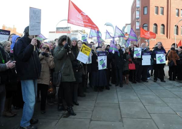 Unison members at a previous protest outside Blackpool Town Hall