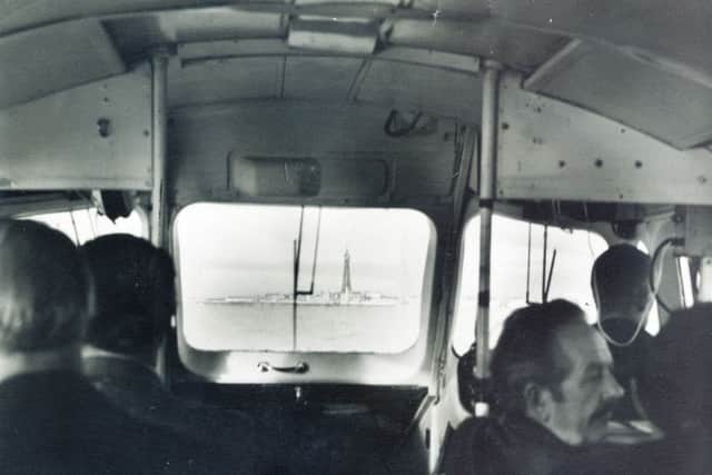 Windscreen view from the SRN6 on a demonstartion run at Blackpool, in October 1972