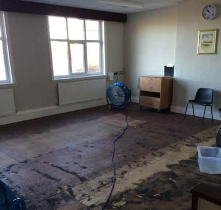 St Michael's Village Hall after the flooding