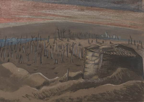 A First World War chalk drawing by artist Paul Nash is on display for the first time in 40 years