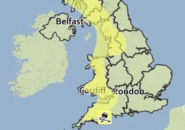 Met Office image of the yellow ice warning