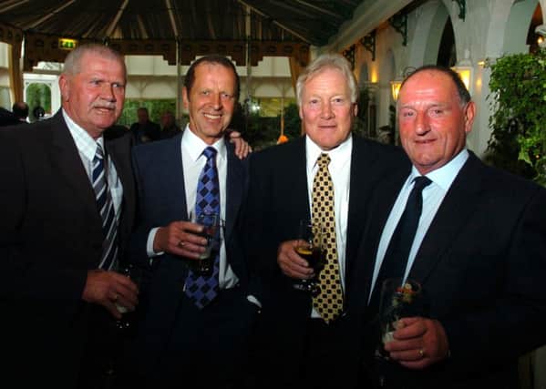 Gerry Ingram with some of his colleagues from the 1971 Third Division Championship team. From left, Gerry Ingram, Frank Clark, George Lyall, Bobby Ham