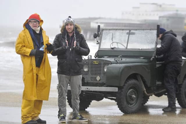 Top Gear presenters Chris Evans and Matt Le Blanc filimg the new series of Top Gear in Blackpool, Lancs., Evans and Le Blanc travelled over 300 miles to get to Blackpool from London.